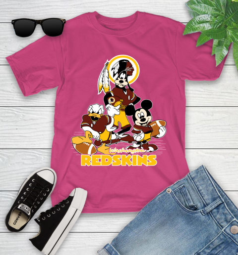 NFL Washington Redskins Mickey Mouse Donald Duck Goofy Football Shirt Youth T-Shirt 11