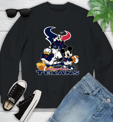 NFL Houston Texans Mickey Mouse Donald Duck Goofy Football Shirt Youth Sweatshirt