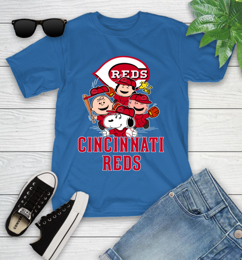 MLB Cincinnati Reds Snoopy Charlie Brown Woodstock The Peanuts Movie Baseball T Shirt_000 Youth T-Shirt 12