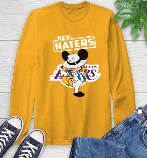 NBA Hey Haters Mickey Basketball Sports Los Angeles Lakers Long Sleeve T-Shirt 2
