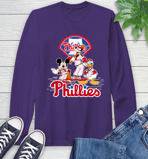 MLB Philadelphia Phillies Mickey Mouse Donald Duck Goofy Baseball T Shirt Long Sleeve T-Shirt 5