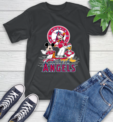 MLB Los Angeles Angels Mickey Mouse Donald Duck Goofy Baseball T Shirt T  Shirt