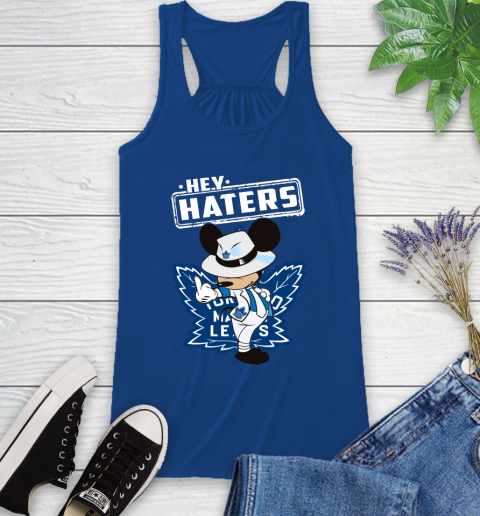 NHL Hey Haters Mickey Hockey Sports Toronto Maple Leafs Racerback Tank 8