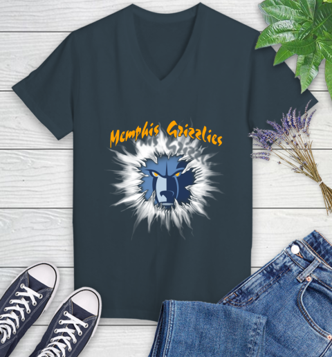 Memphis Grizzlies NBA Basketball Rip Sports Women's V-Neck T-Shirt 8
