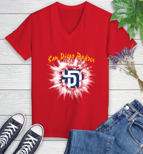 San Diego Padres MLB Baseball Adoring Fan Rip Sports Women's V-Neck T-Shirt 11