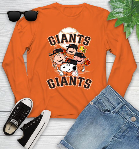 MLB San Francisco Giants Snoopy Charlie Brown Woodstock The Peanuts Movie Baseball T Shirt_000 Youth Long Sleeve 3