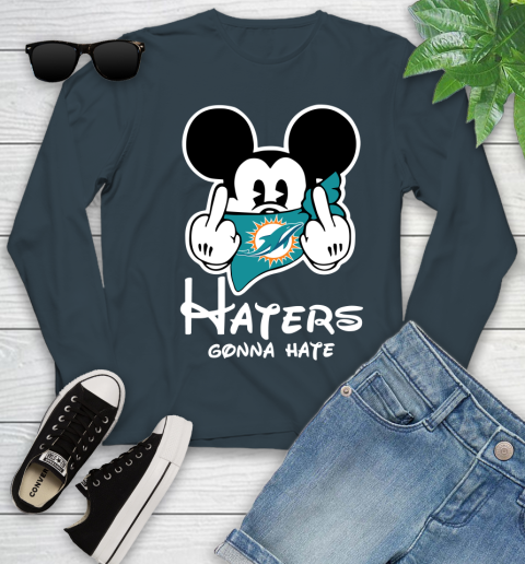 NFL Miami Dolphins Haters Gonna Hate Mickey Mouse Disney Football T Shirt Youth Long Sleeve 9