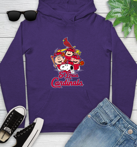 MLB St.Louis Cardinals Snoopy Charlie Brown Woodstock The Peanuts Movie Baseball T Shirt_000 Youth Hoodie 5