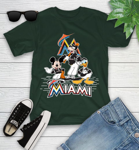 MLB Miami Marlins Mickey Mouse Donald Duck Goofy Baseball T Shirt Youth T-Shirt 5