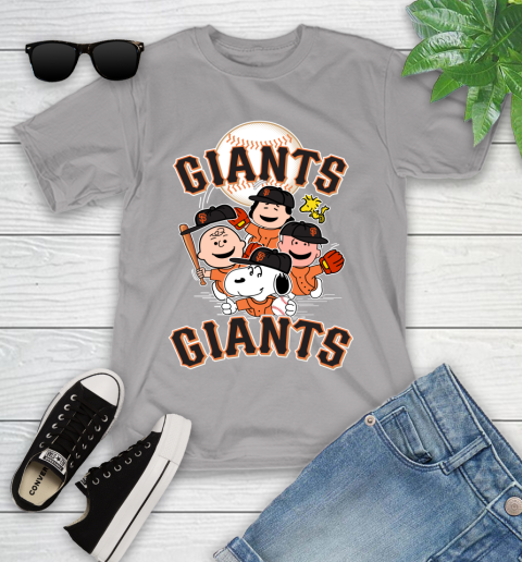 MLB San Francisco Giants Snoopy Charlie Brown Woodstock The Peanuts Movie Baseball T Shirt_000 Youth T-Shirt 4