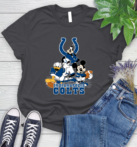 NFL Indianapolis Colts Mickey Mouse Donald Duck Goofy Football Shirt Women's T-Shirt 8