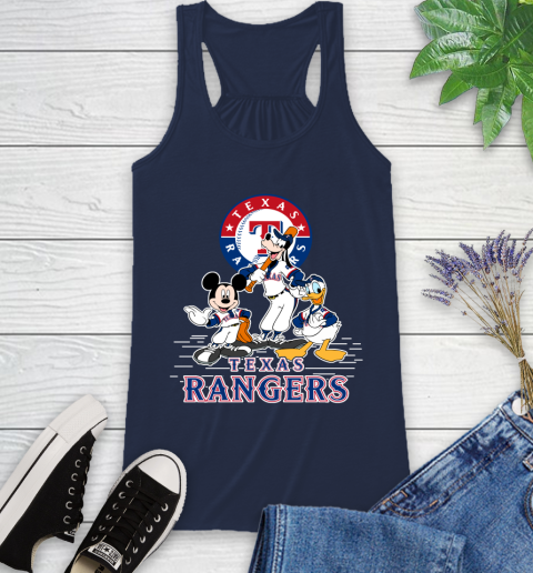 MLB Texas Rangers Mickey Mouse Donald Duck Goofy Baseball T Shirt Racerback Tank 9