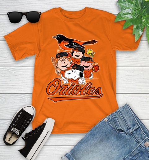 MLB Baltimore Orioles Snoopy Charlie Brown Woodstock The Peanuts Movie Baseball T Shirt_000 Youth T-Shirt 9