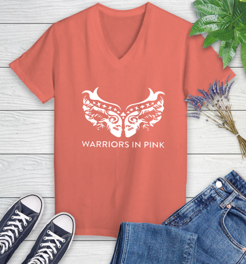 Ford cares warriors in pink shirt Women's V-Neck T-Shirt 6