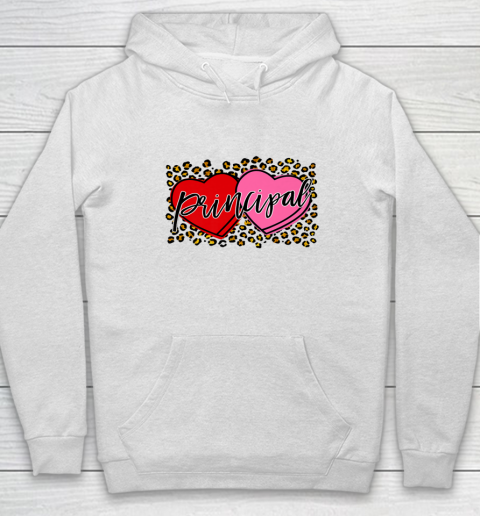 Leopard Candy Heart Principal Valentine Day Principal V Day Hoodie 9