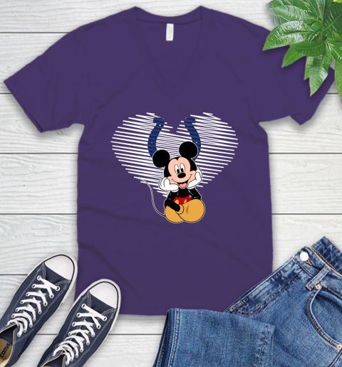 NFL Indianapolis Colts The Heart Mickey Mouse Disney Football T Shirt_000 V-Neck T-Shirt 9