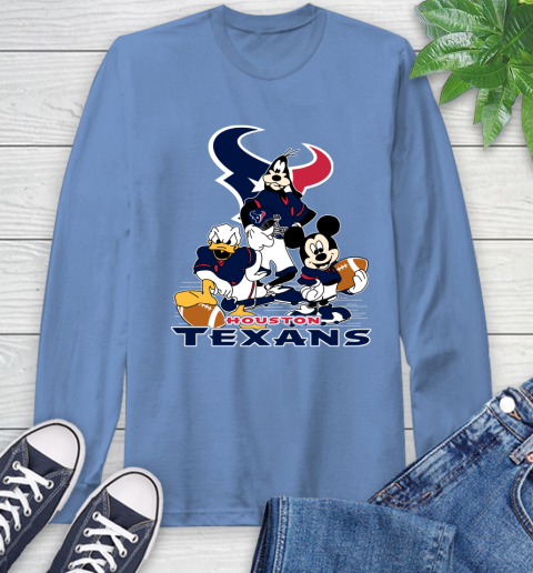 NFL Houston Texans Mickey Mouse Donald Duck Goofy Football Shirt Long Sleeve T-Shirt 12