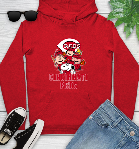 MLB Cincinnati Reds Snoopy Charlie Brown Woodstock The Peanuts Movie Baseball T Shirt_000 Youth Hoodie 12