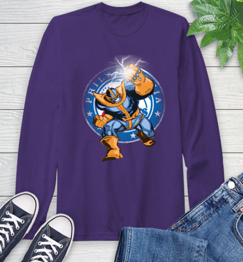 Philadelphia 76ers NBA Basketball Thanos Avengers Infinity War Marvel Long Sleeve T-Shirt 5