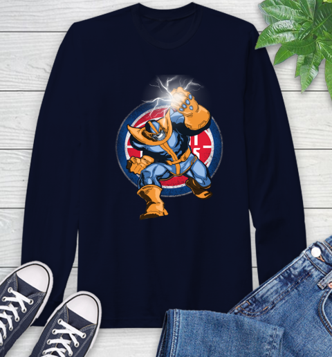 Detroit Pistons NBA Basketball Thanos Avengers Infinity War Marvel Long Sleeve T-Shirt 3