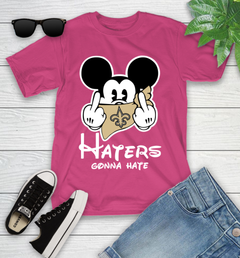 NFL New Orleans Saints Haters Gonna Hate Mickey Mouse Disney Football T Shirt Youth T-Shirt 11