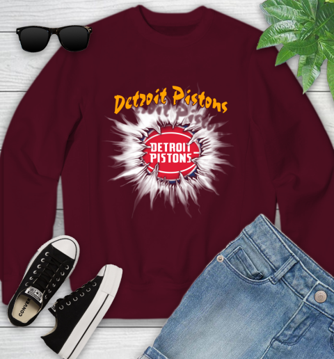 Detroit Pistons NBA Basketball Rip Sports Youth Sweatshirt 4