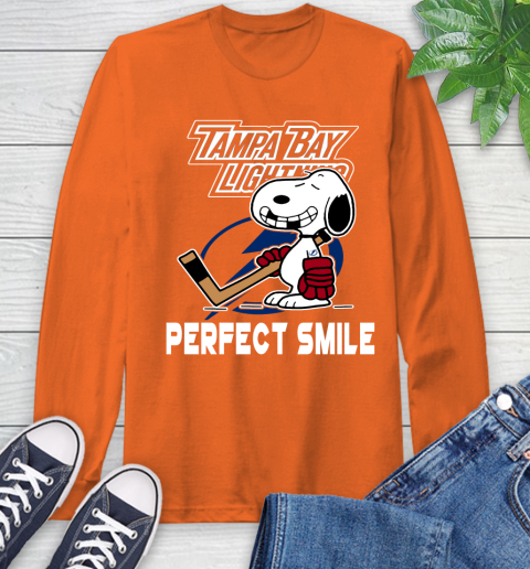 NHL Tampa Bay Lightning Snoopy Perfect Smile The Peanuts Movie Hockey T Shirt Long Sleeve T-Shirt 4