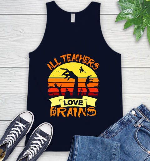 Halloween All Teachers Love Brains Sunset Tank Top 2