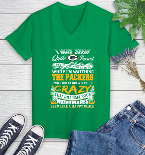 Green Bay Packers NFL Football Don't Mess With Me While I'm Watching My Team Women's V-Neck T-Shirt 5