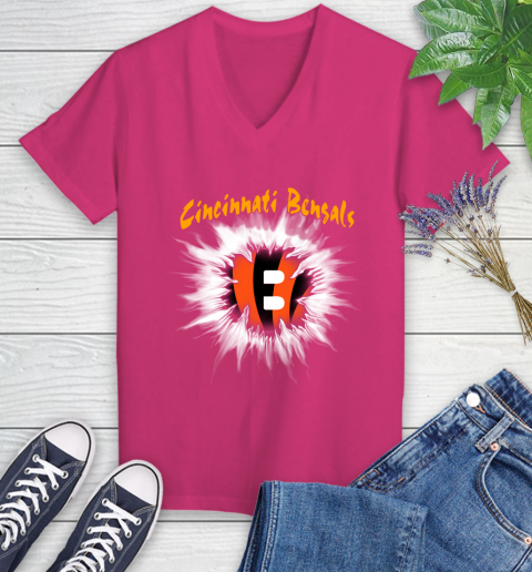 Cincinnati Bengals NFL Football Adoring Fan Rip Sports Women's V-Neck T-Shirt 9