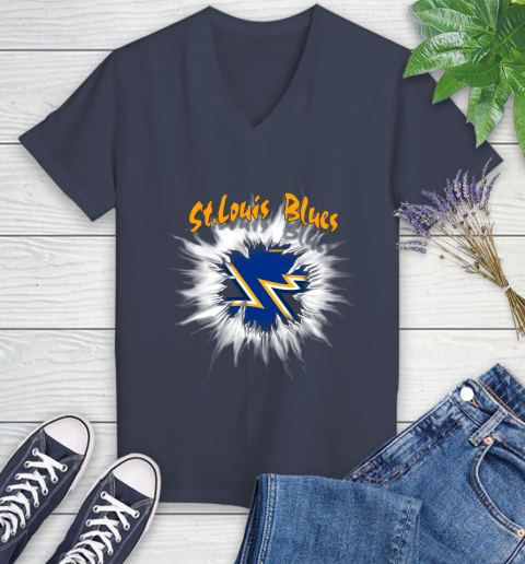 St.Louis Blues NHL Hockey Adoring Fan Rip Sports Women's V-Neck T-Shirt 12
