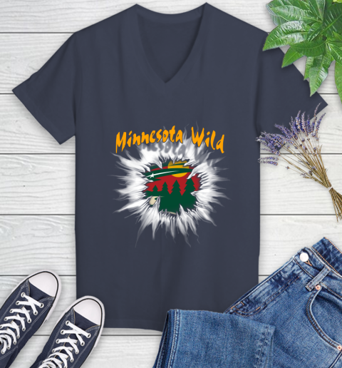 Minnesota Wild NHL Hockey Adoring Fan Rip Sports Women's V-Neck T-Shirt 12