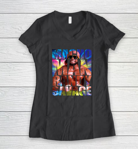 Randy Macho Man Savage WWE Disco Splash Women's V-Neck T-Shirt 4