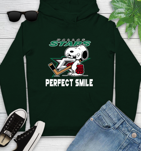 NHL Dallas Stars Snoopy Perfect Smile The Peanuts Movie Hockey T Shirt Youth Hoodie 14
