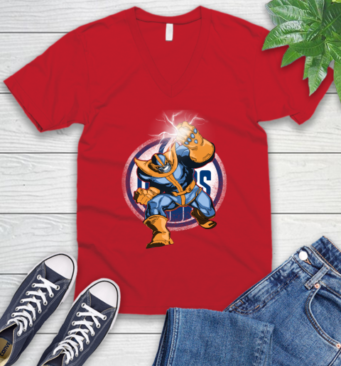 Edmonton Oilers NHL Hockey Thanos Avengers Infinity War Marvel V-Neck T-Shirt 6