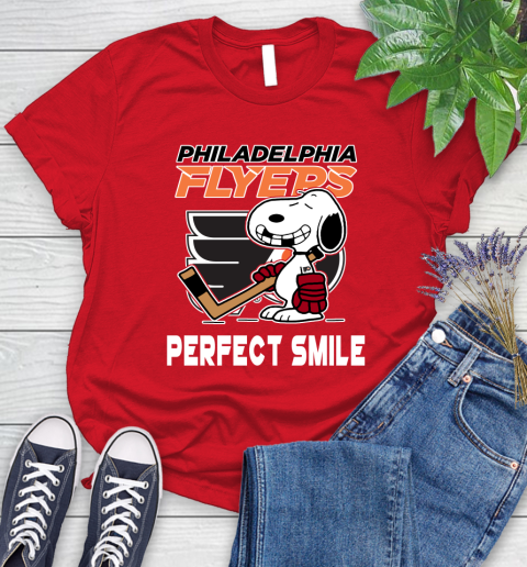 NHL Philadelphia Flyers Snoopy Perfect Smile The Peanuts Movie Hockey T Shirt Women's T-Shirt 13