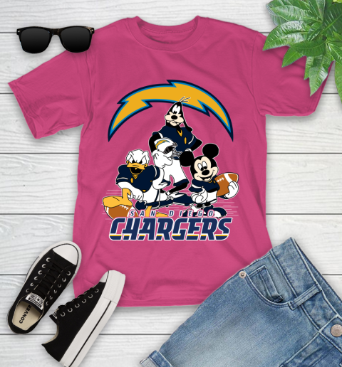 NFL San Diego Chargers Mickey Mouse Donald Duck Goofy Football Shirt Youth T-Shirt 11
