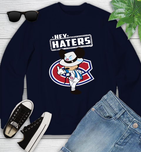 NHL Hey Haters Mickey Hockey Sports Montreal Canadiens Youth Sweatshirt 2