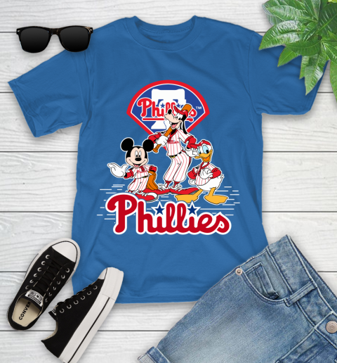 MLB Philadelphia Phillies Mickey Mouse Donald Duck Goofy Baseball T Shirt Youth T-Shirt 27