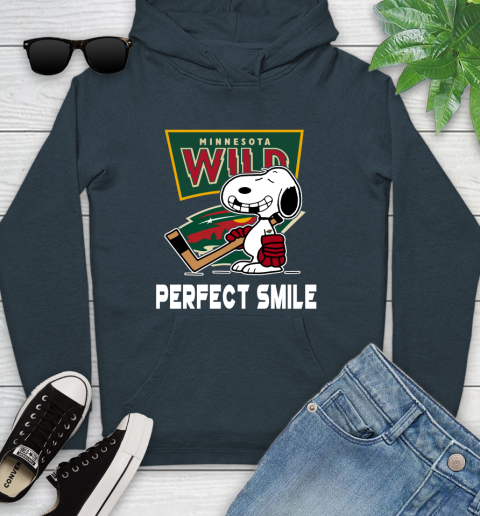 NHL Minnesota Wild Snoopy Perfect Smile The Peanuts Movie Hockey T Shirt Youth Hoodie 10