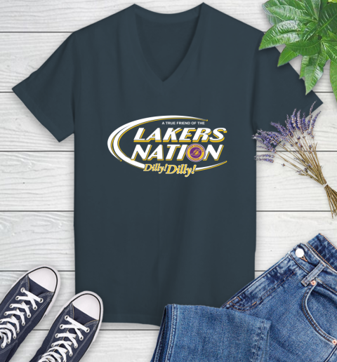 NBA A True Friend Of The Los Angeles Lakers Dilly Dilly Basketball Sports Women's V-Neck T-Shirt 8