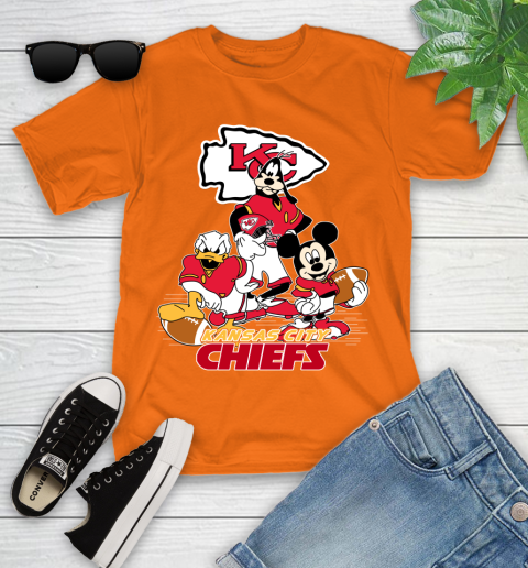 NFL Kansas City Chiefs Mickey Mouse Donald Duck Goofy Football Shirt Youth T-Shirt 9