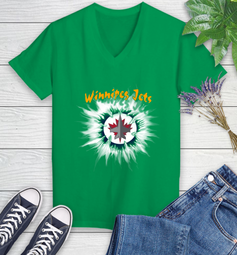 Winnipeg Jets NHL Hockey Adoring Fan Rip Sports Women's V-Neck T-Shirt 5
