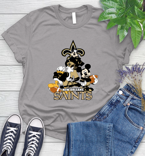 NFL New Orleans Saints Mickey Mouse Donald Duck Goofy Football Shirt Women's T-Shirt 5
