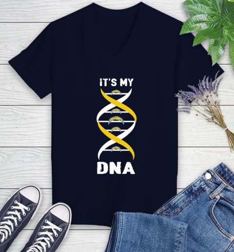 Los Angeles Chargers NFL Football It's My DNA Sports Women's V-Neck T-Shirt 2