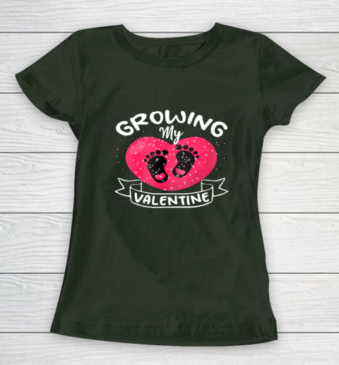Womens Growing My Valentine literally pregnant shirt Pregnancy Wife Women's T-Shirt 11