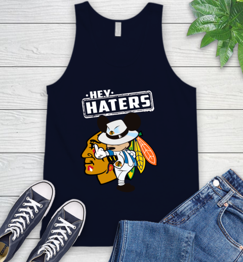 NHL Hey Haters Mickey Hockey Sports Chicago Blackhawks Tank Top 2