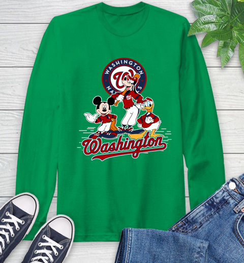 MLB Washington Nationals Mickey Mouse Donald Duck Goofy Baseball T Shirt Long Sleeve T-Shirt 8
