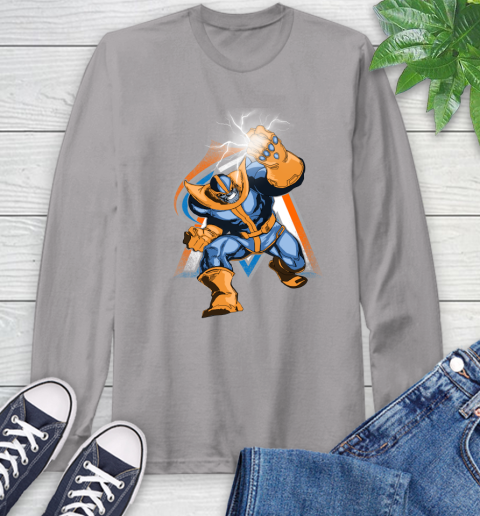 Miami Marlins MLB Baseball Thanos Avengers Infinity War Marvel Long Sleeve T-Shirt 6
