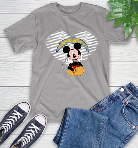 NFL Los Angeles Chargers The Heart Mickey Mouse Disney Football T Shirt_000 T-Shirt 6